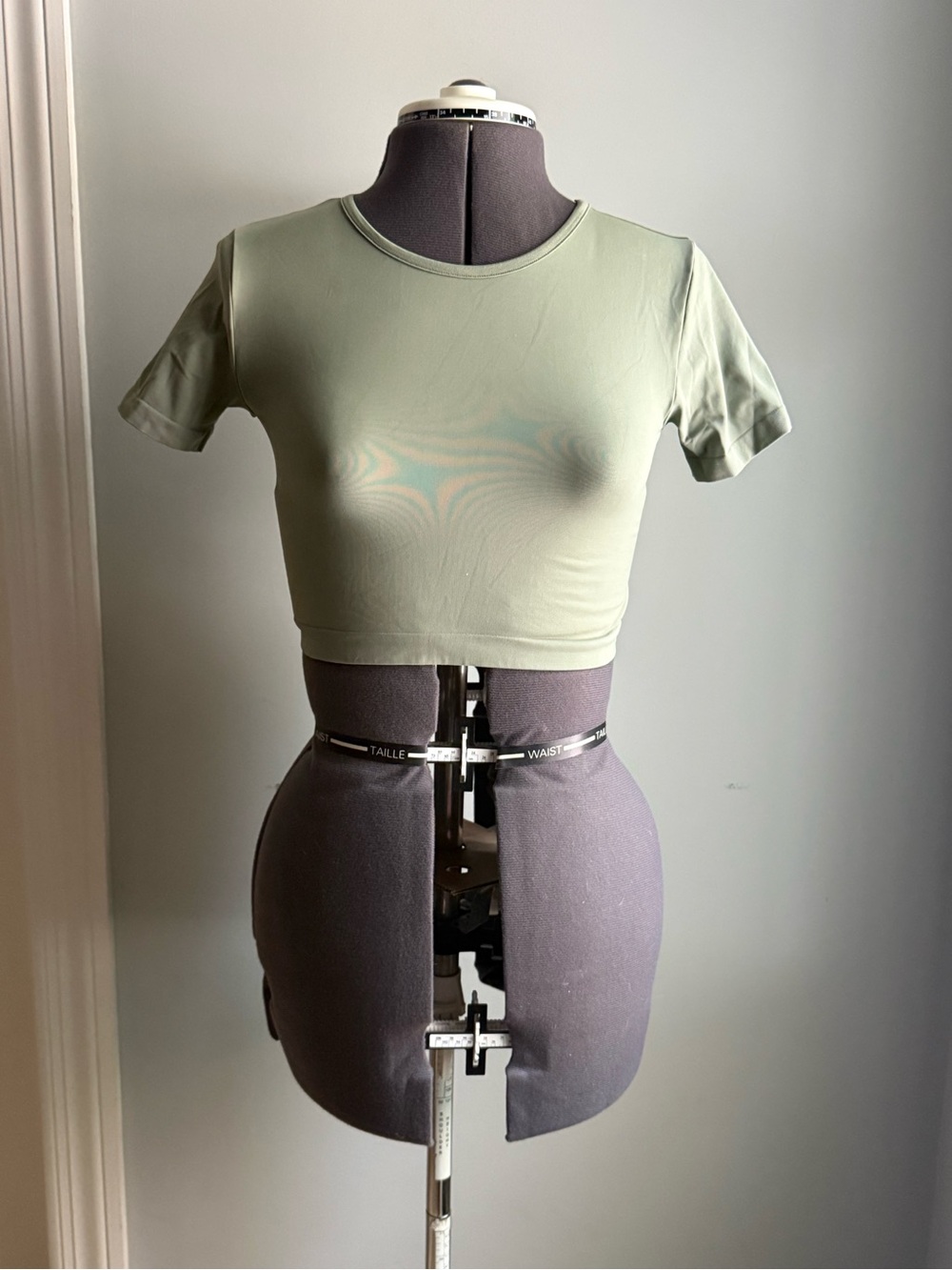 Organic Basics Fitted Crop Tee in Light Sage